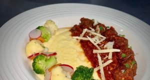 Recipes with Dainess Chef School: Creamy Polenta with Meatballs and Marinara Sauce