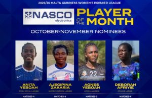 Four stars shine as player of the month nominees for October/November is announced