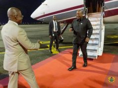 President Mahama Arrives in Abidjan for President Ouattara’s Inauguration