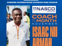 Debibi United’s Isaac Nii Armah wins Access Bank Division One League November coach of the month