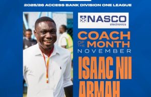 Debibi United’s Isaac Nii Armah wins Access Bank Division One League November coach of the month