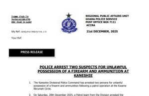Two arrested for unlawful possession of firearm and ammunition