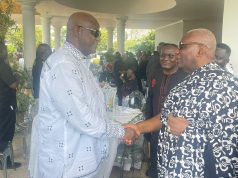 Paul Afoko interacts with other NPP aspirants and party executives in Jamasi