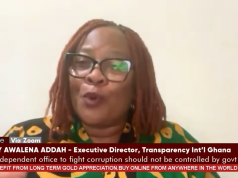 An anti-corruption Office should not be controlled by government — Mary Addah