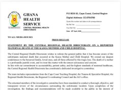 Central Regional Health Directorate probes maternal death at Kasoa Mother and Child Hospital