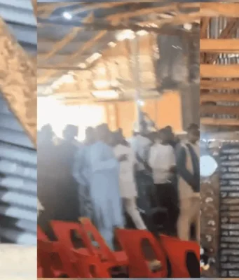 Moment a giant snake was discovered in a church during service