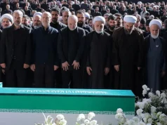 Iran’s supreme leader absent as senior officials attend ayatollah’s funeral