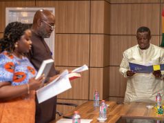 Sam George swears in two new members of NCA Governing Board