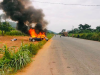 Fire destroys Toyota Corolla on Peki-Asikuma road