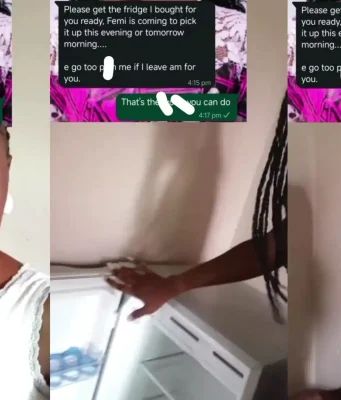 Lady breaks down in tears after her ex demanded the fridge he bought for her