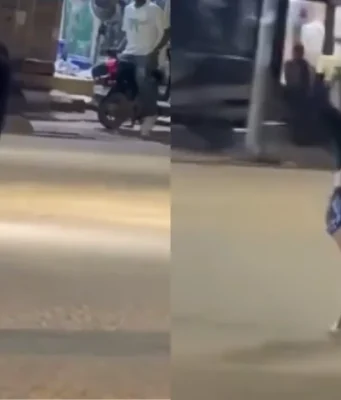 Lady starts behaving abnormally after getting out of a car